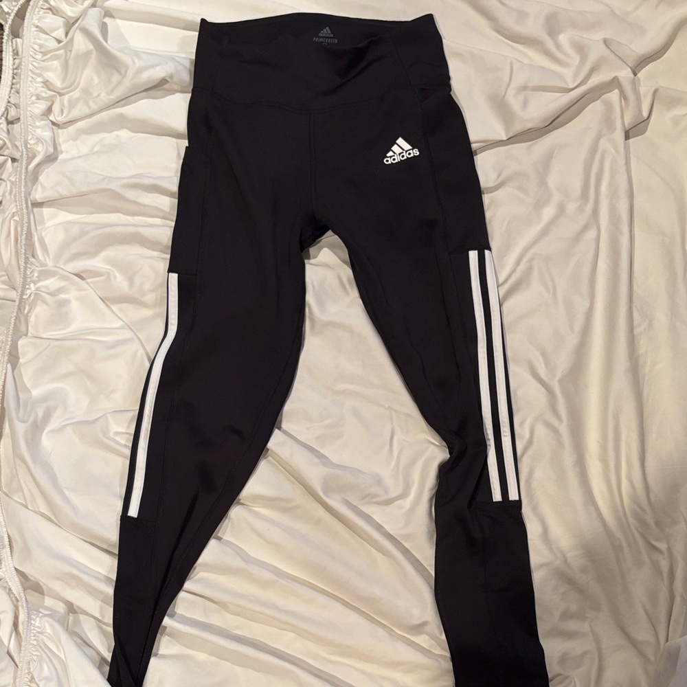 Adidas Black and White Striped Leggings